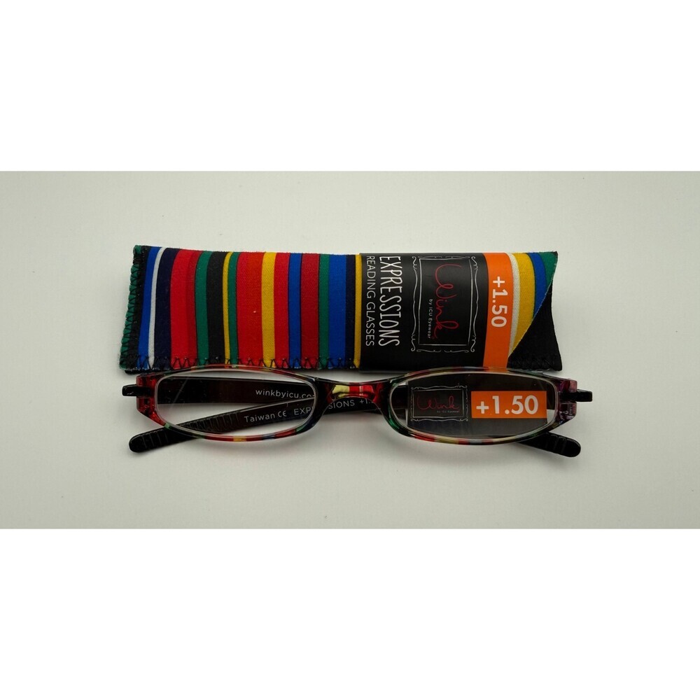 ICU Eyewear Wink Neoprene Stripe Expressions Reading Glasses +1.50 Magnification